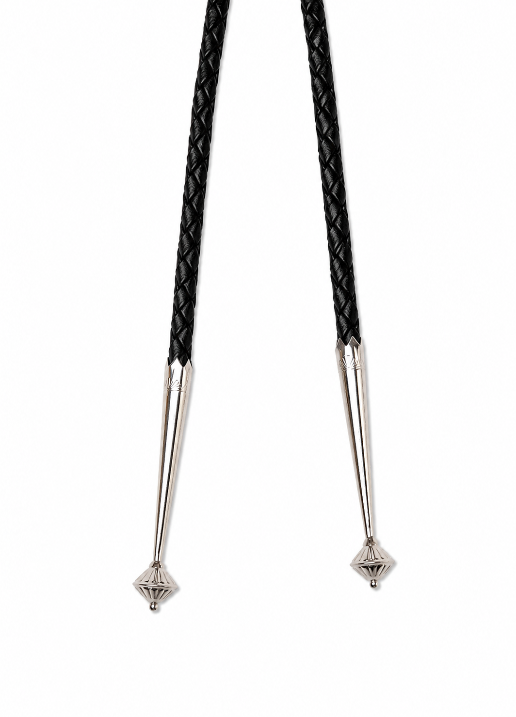 Medium 2.75” Inlayed Turquoise + Pyrite Tooth, Sterling Silver Premium Tips, Black Braided Leather