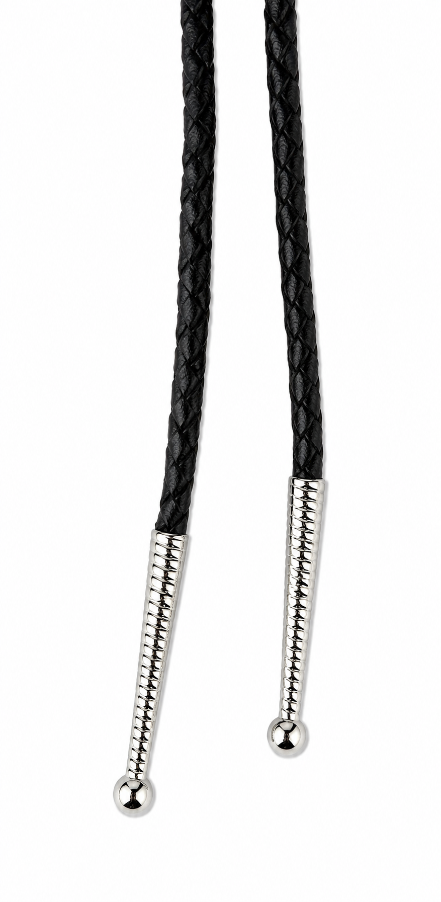 Medium 2.75” Inlayed Turquoise + Pyrite Tooth, Chrome Tips, Black Braided Leather