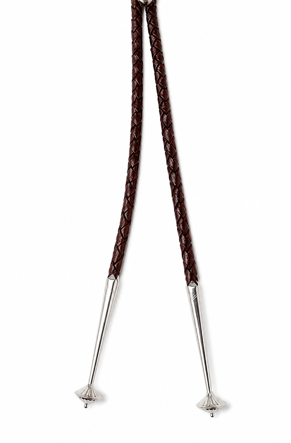 Large 3” Inlayed Turquoise + Pyrite Tooth, Sterling Silver Premium Tips, Dark Brown Braided Leather