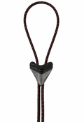 Medium 2.25” Gray & Black Tooth, Chrome Tips, Dark Brown Braided Leather